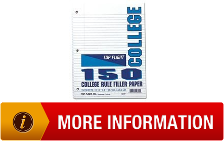 Top Flight Filler Paper, 10.5 x 8 Inches, College Rule, 150 Sheets 12302 Of
